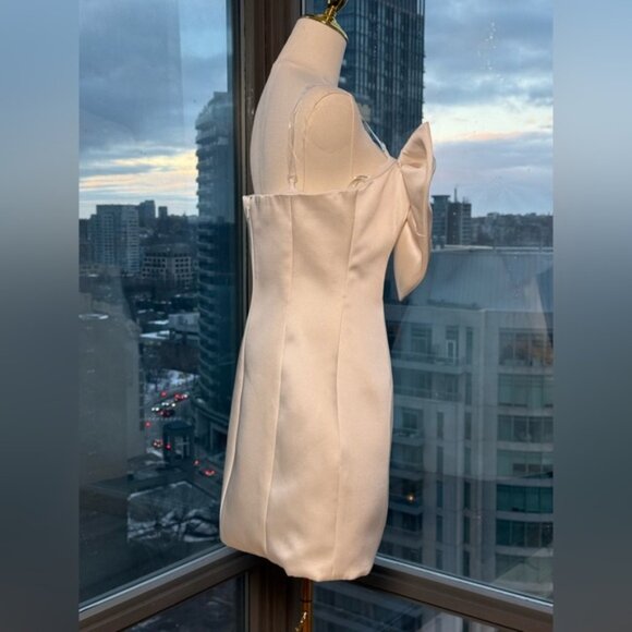 🆕 BRONX & BANCO 🧿 NWOT Evie White Strapless Bow Mini Dress, Sz L US 8 - Picture 12 of 16
